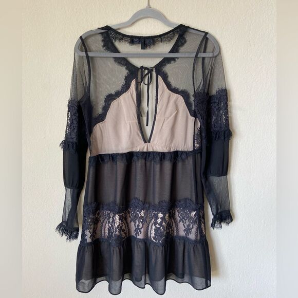 For Love and Lemons Alexa Mini Black Dress Sheer Lace Size M - Picture 9 of 11